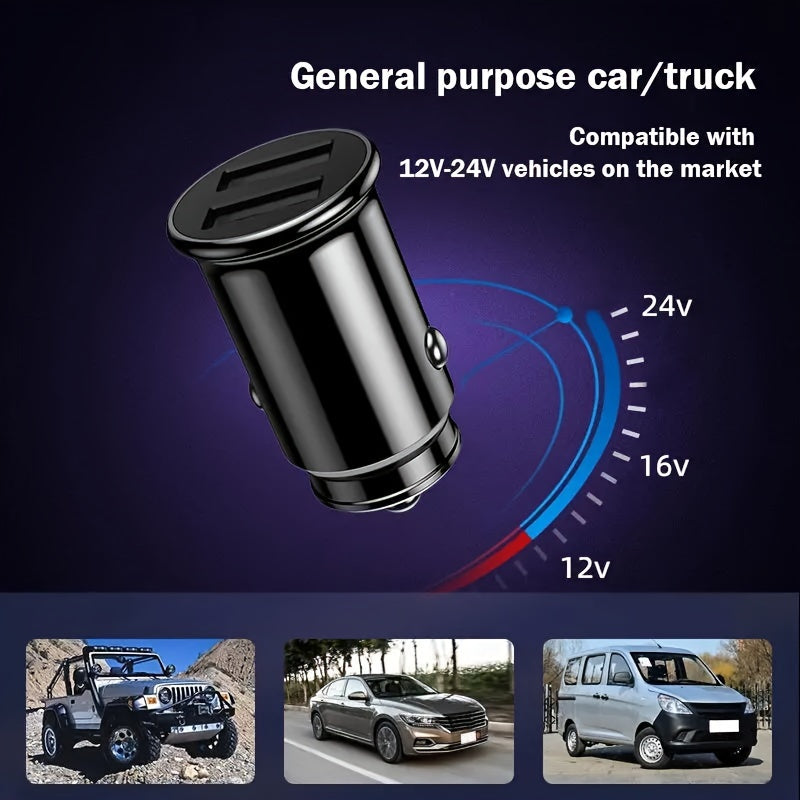 Universal Metallic Finish Fast USB Car Charger with Blue LED Indicator