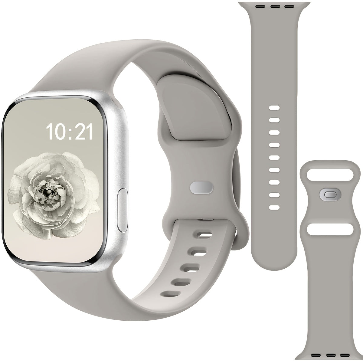 Waterproof Silicone Sport Watch Band with Floral Design for Apple Watch 38mm-49mm