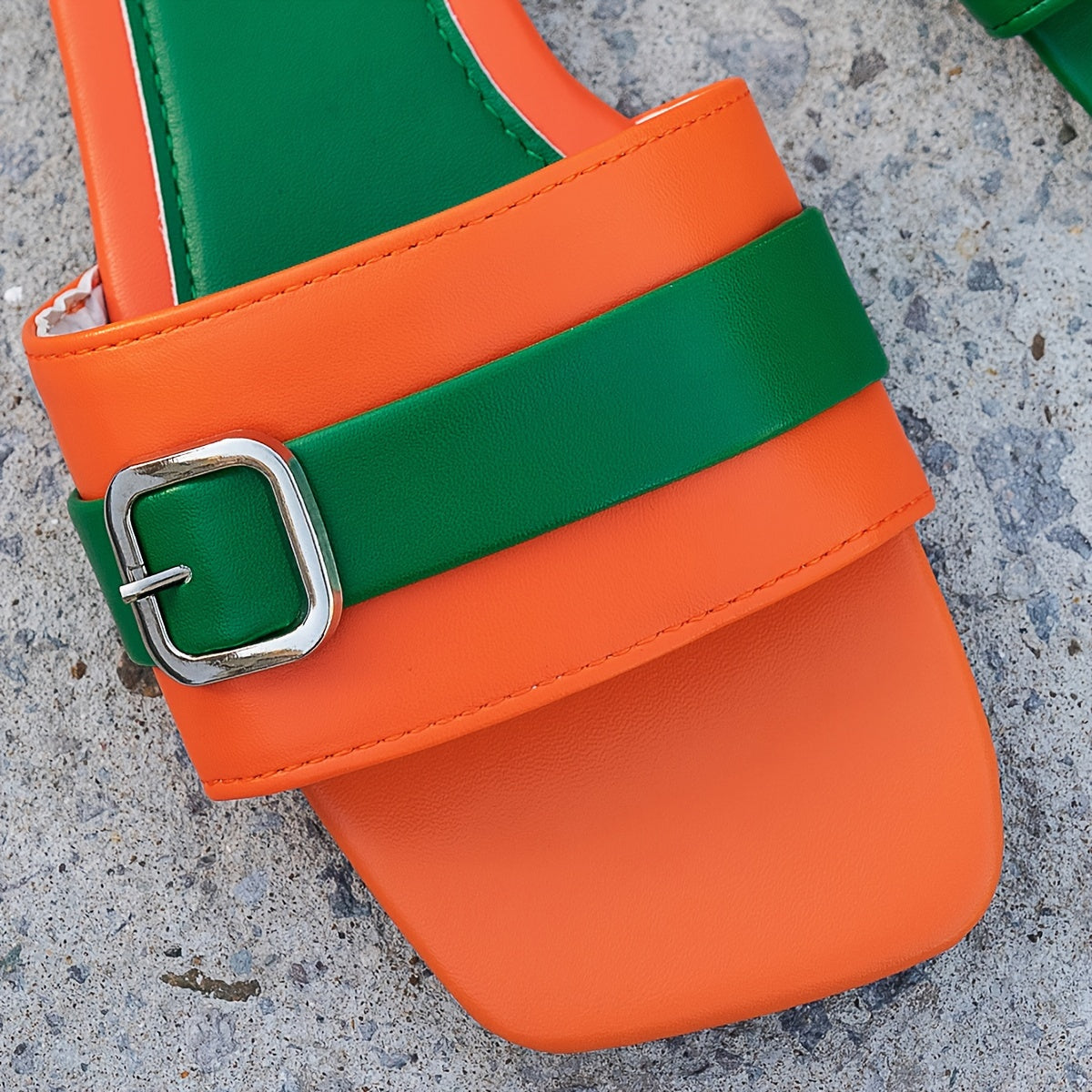 Women’s Solid Color Slip-On Flat Sandals Casual Vacation Rubber Soles