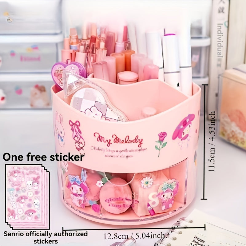 Rotating Pen Holder Desk Organizer for Stationery Varnished Plastic Multi-Compartment