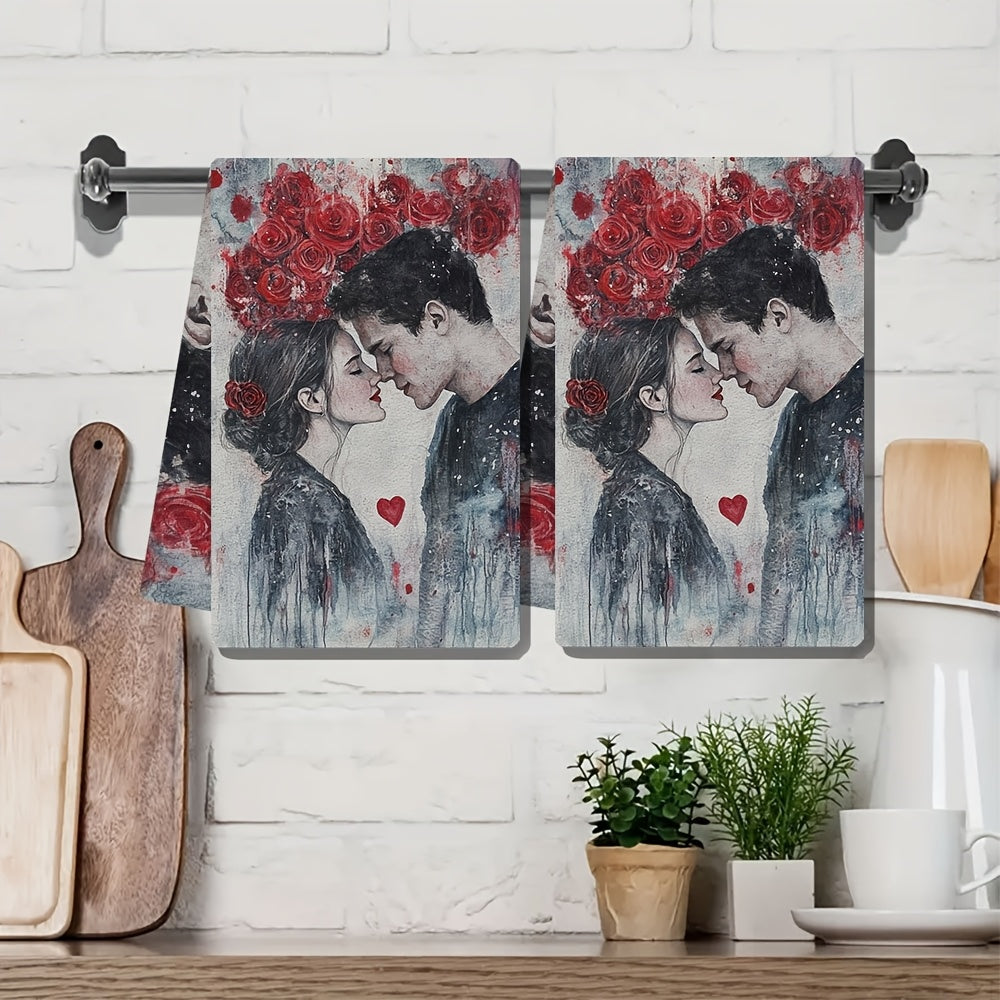 Valentine's Day Kitchen Towels 16x24 Inches Ultra-Soft Absorbent Set