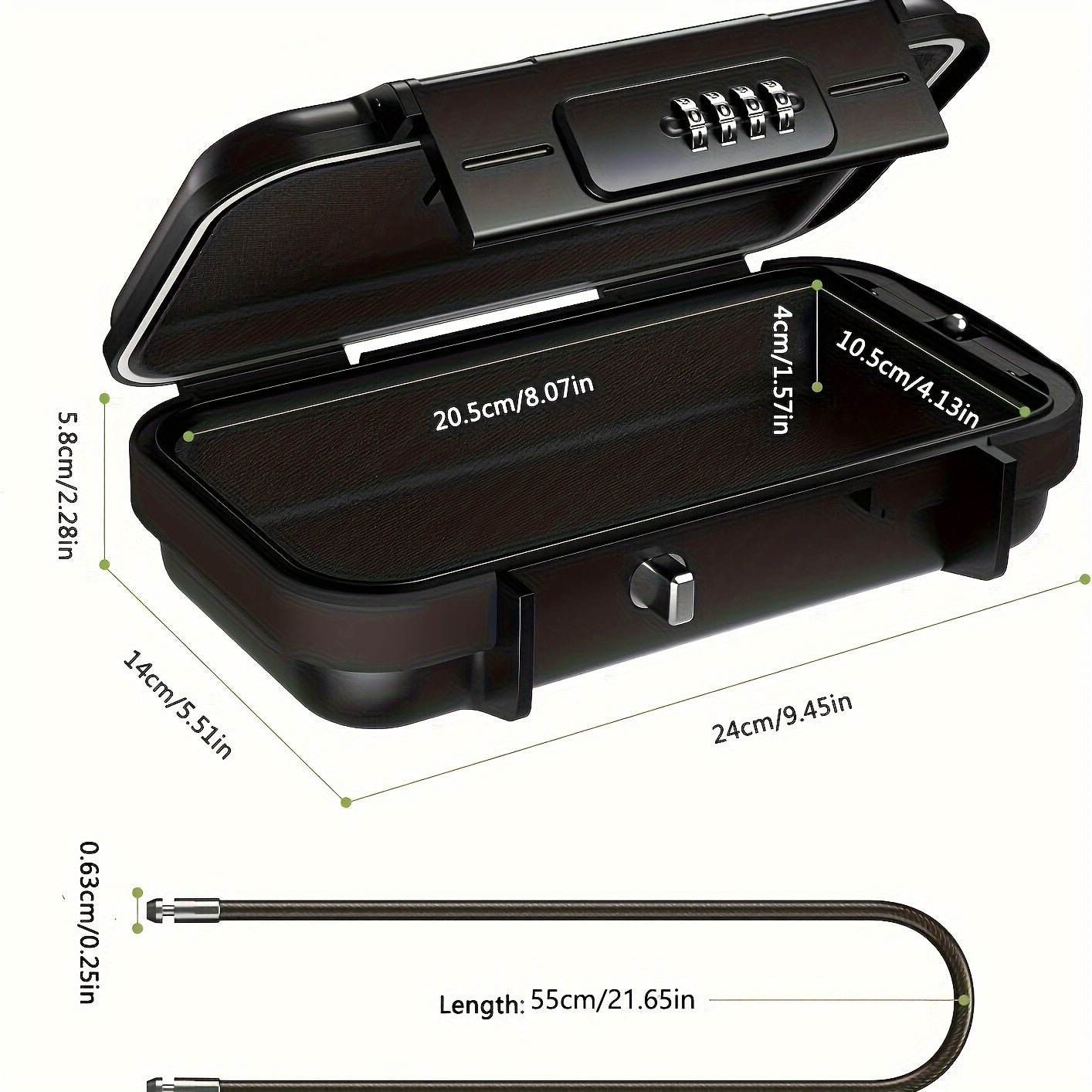 Waterproof Combination Lock Safe Box with Detachable Chain for Travel Outdoor Use Large Capacity Key Storage