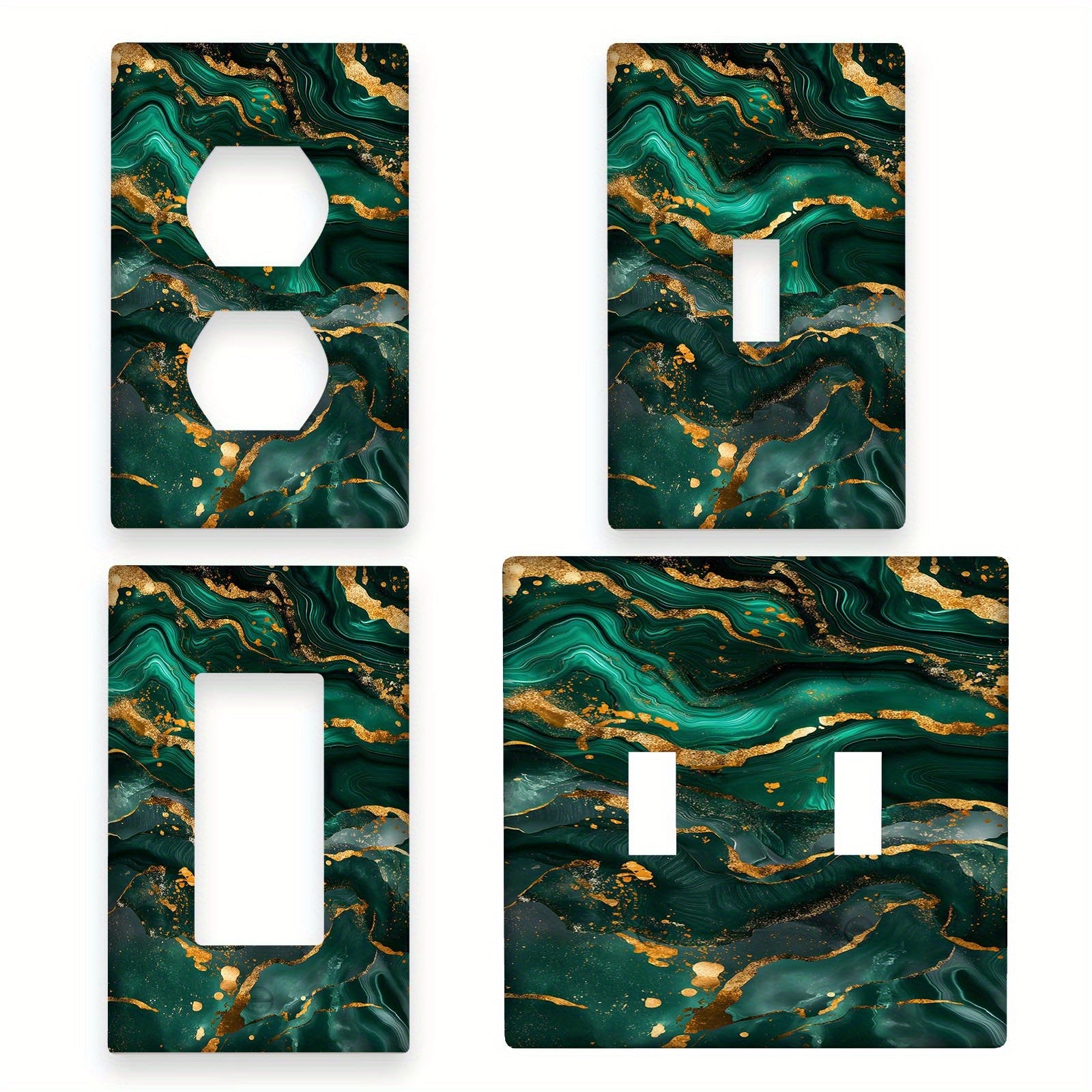 Switch Cover with Emerald and Golden Marble Light for Easy Installation No Batteries Needed