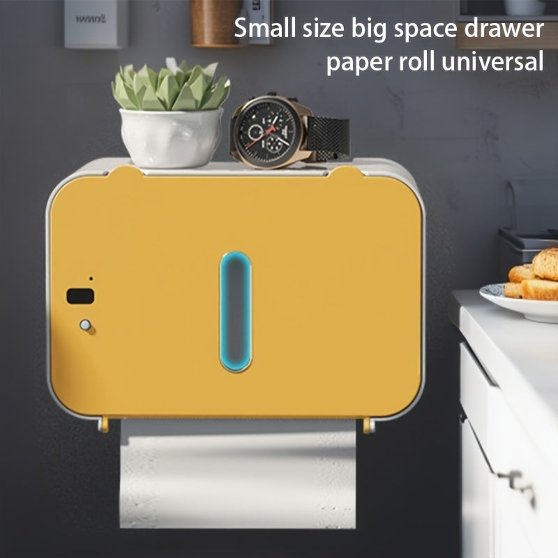 Automatic Quiet Paper Dispenser with Motion Sensor USB Charging No-Drill Bathroom Tissue Holder