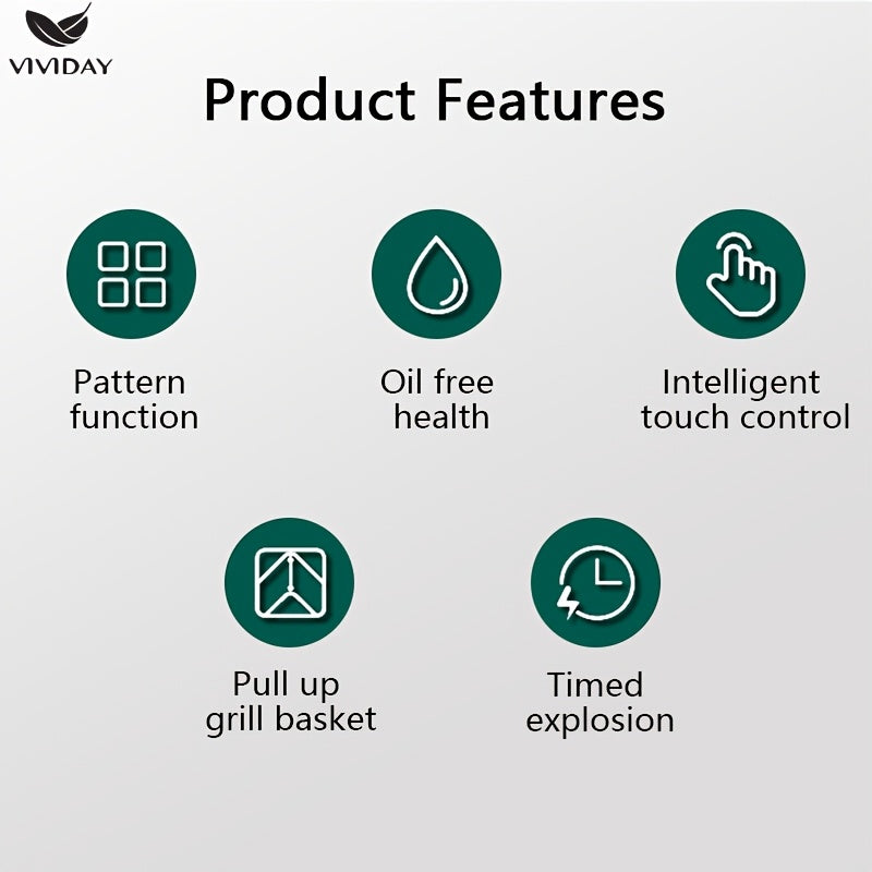 Freidora de aire eléctrica de gran capacidad de 4.5L, 1400W, enchufe estándar europeo para hornear en casa