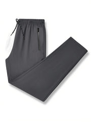 Men's Casual Sports Running Pants Polyester Slight Stretch Breathable Quick-Dry Zipper Regular Fit for Spring Fall