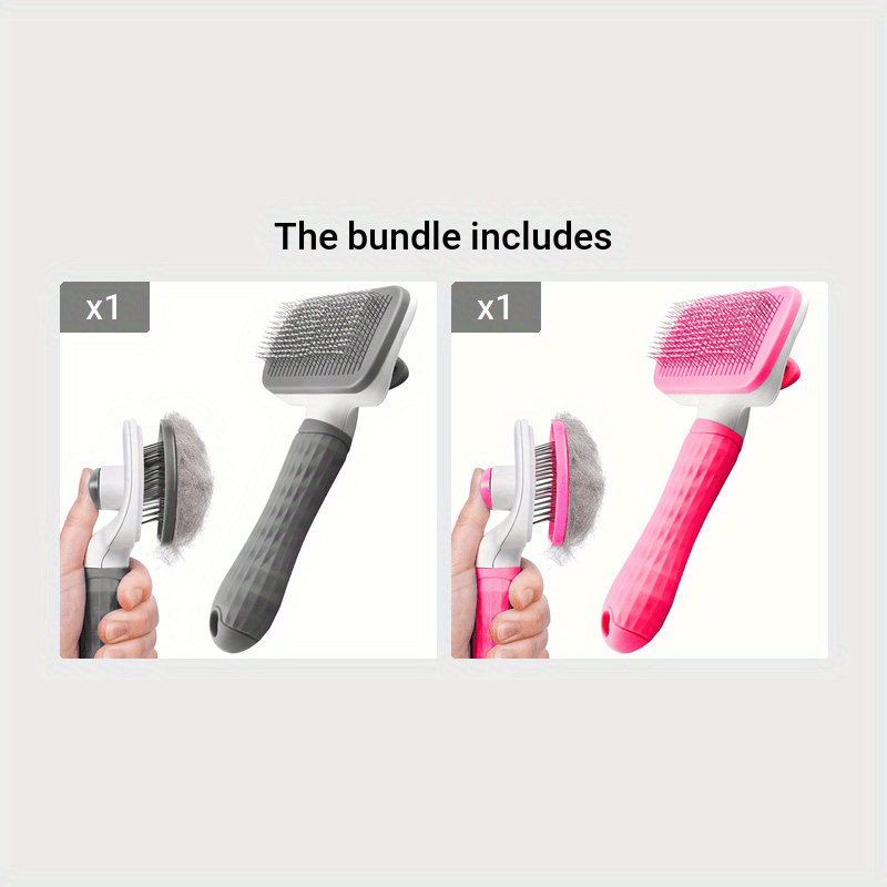 Pet Grooming Brush for Dogs and Cats Deshedding Massage Comb with One-Click Hair Removal Plastic Handle