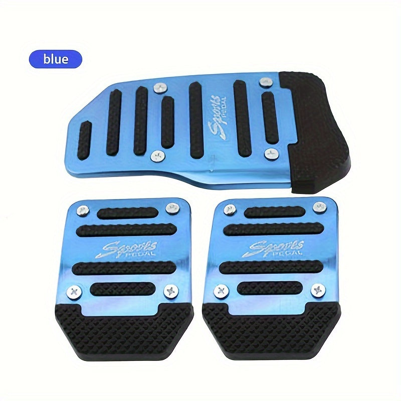 Set of 3 Aluminum Alloy Car Pedal Pads Anti-Slip for Accelerator and Brake