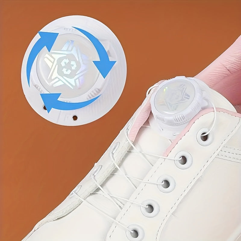Unisex Self-Locking Shoe Laces Retainer with Automatic Rotating Buckle
