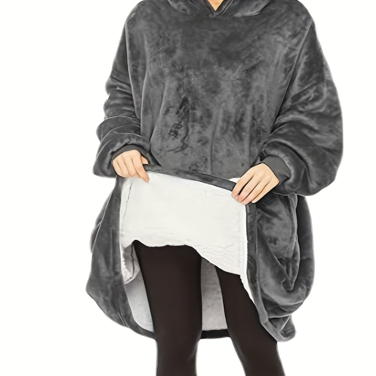 Adult Hooded Blanket with Sleeves Fleece Wearable Blanket Cozy and Comfortable