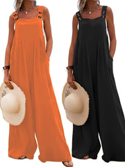 Костюм-комбинезон для женщин больших размеров на лето без рукавов с карманами