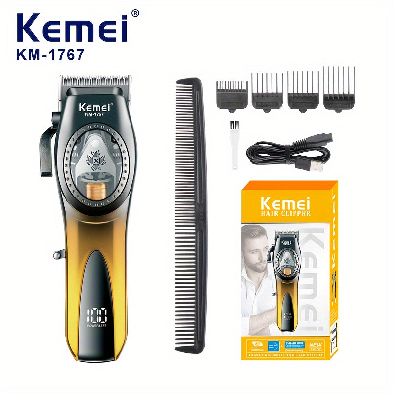 Electric Hair Clipper with Adjustable Speed LED Display Stainless Steel Blade for Salon Home Use