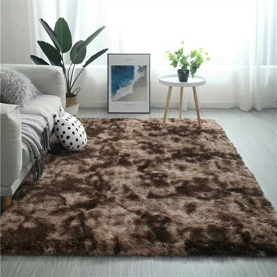 Plush 4.01cm Thick Anti-Slip Tassel Shaggy Carpet for Bedroom Entryway Hallway