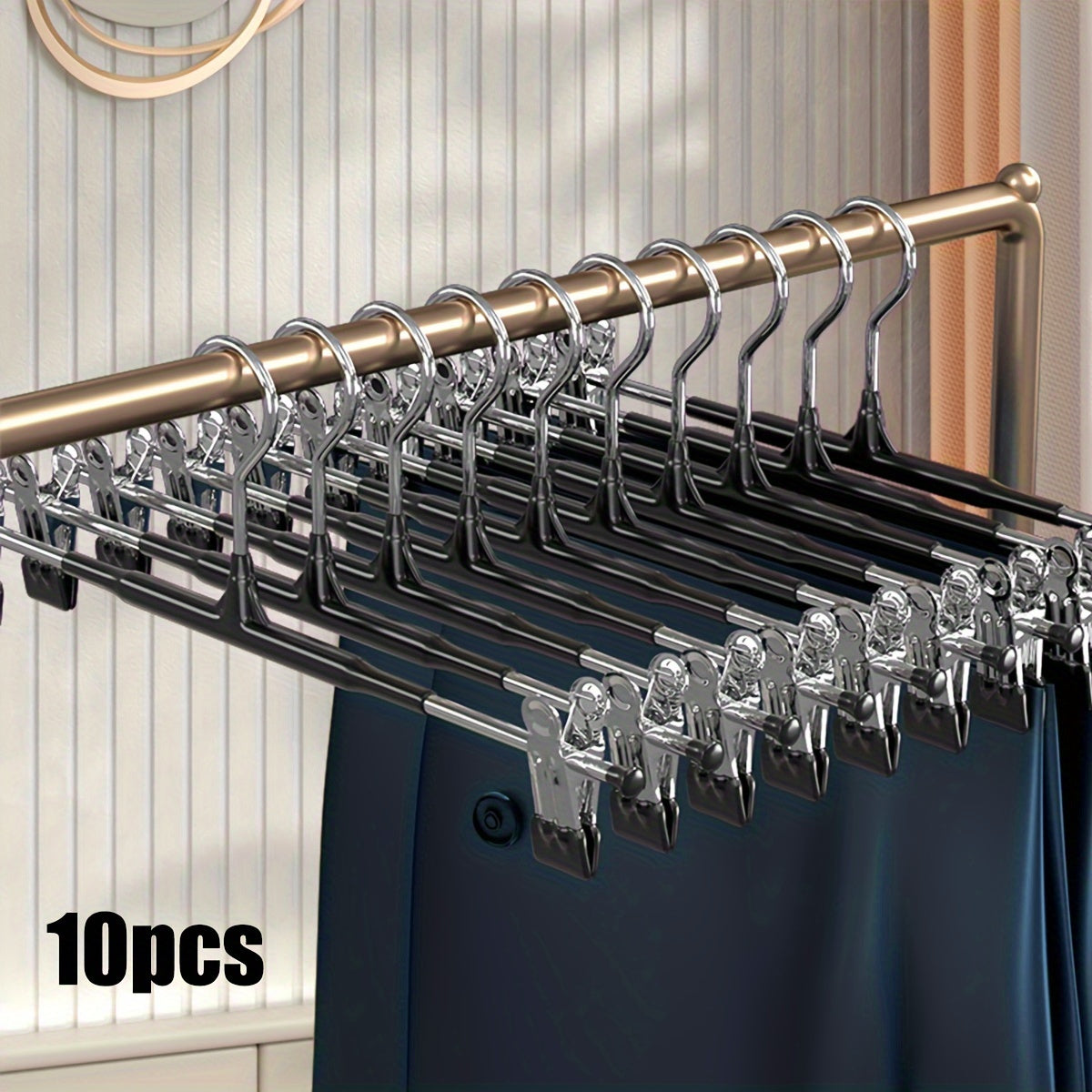 Adjustable Clothes Hanger with Stainless Steel Skirt Clip Drying Rack Pack of 10 or 20