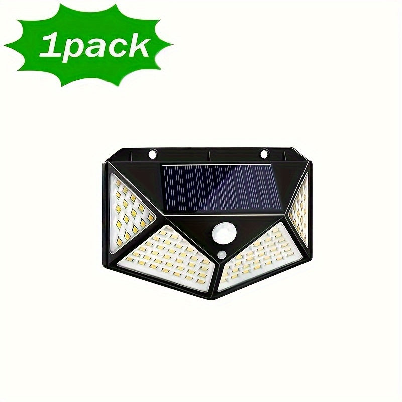 Solar Wall Light 100 LED Motion Sensor Outdoor Garden Patio Pathway 3 Modes