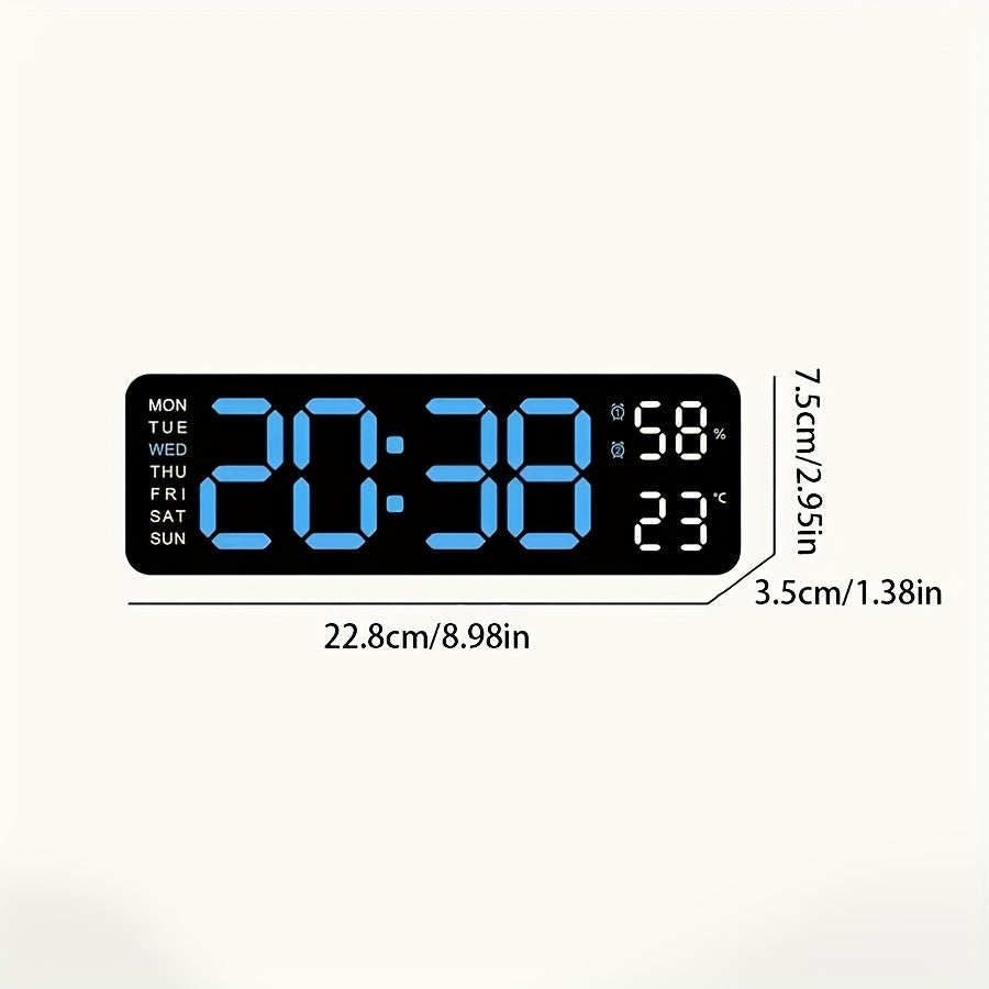 LED Digital Clock with Temperature and Humidity Display Wall or Table Decor Silent Multi-Functional