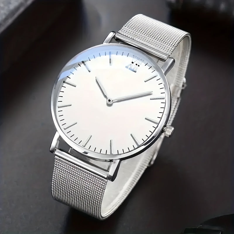 Men's Leather Quartz Watch with Classic Design
