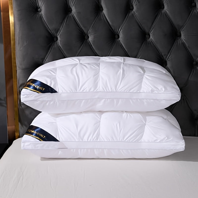 Роскошный набор подушек для поддержки шеи гостиничного качества из 2 штук - гипоаллергенные, легкие в уходе, с мягким наполнителем из полиэфирного волокна для спокойного и комфортного сна