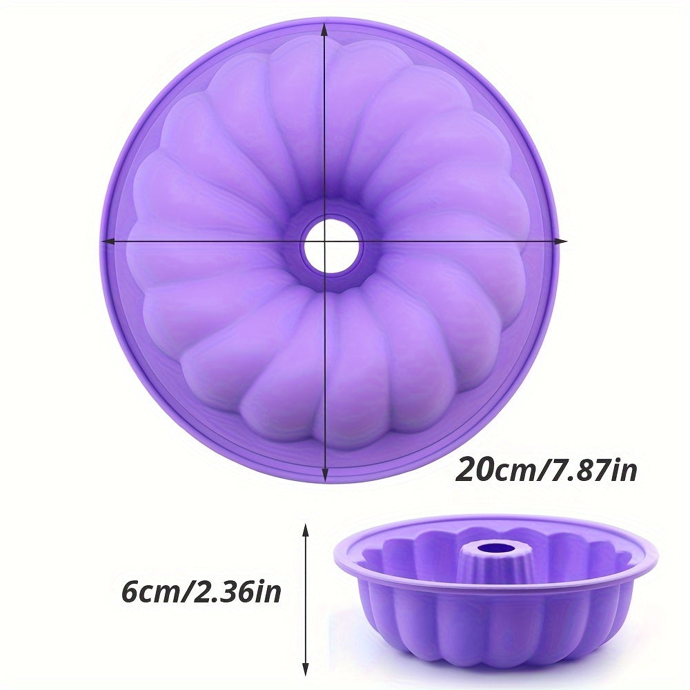 Silicone Bundt Cake Pan 20.32cm Purple Non-Stick Flexible Oven Freezer Safe