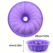 Silicone Bundt Cake Pan 20.32cm Purple Non-Stick Flexible Oven Freezer Safe