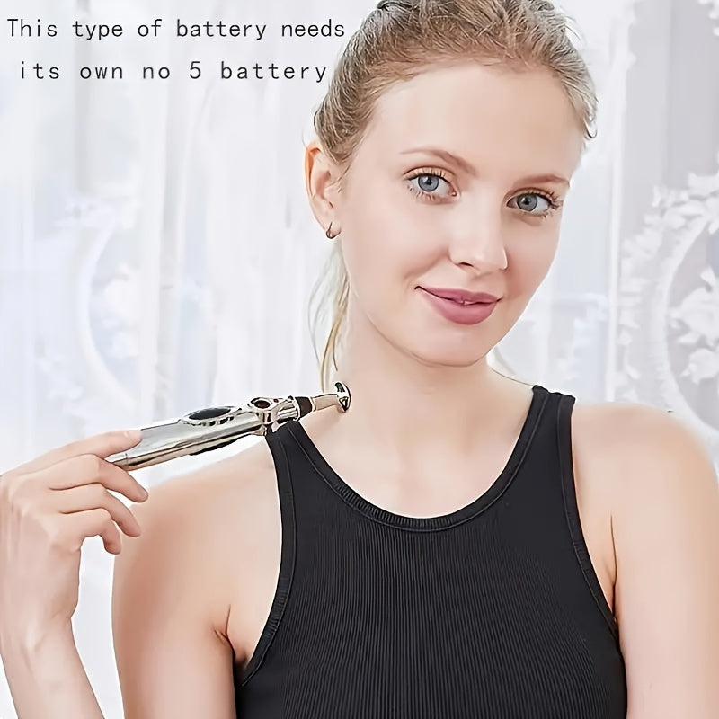 Electric Massage Pen with 9 Modes Digital Display Interchangeable Heads for Back Waist Legs