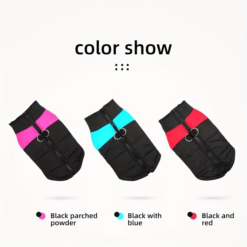 Waterproof Winter Dog Jacket with Zipper and Leash Loop for Small to Large Breeds