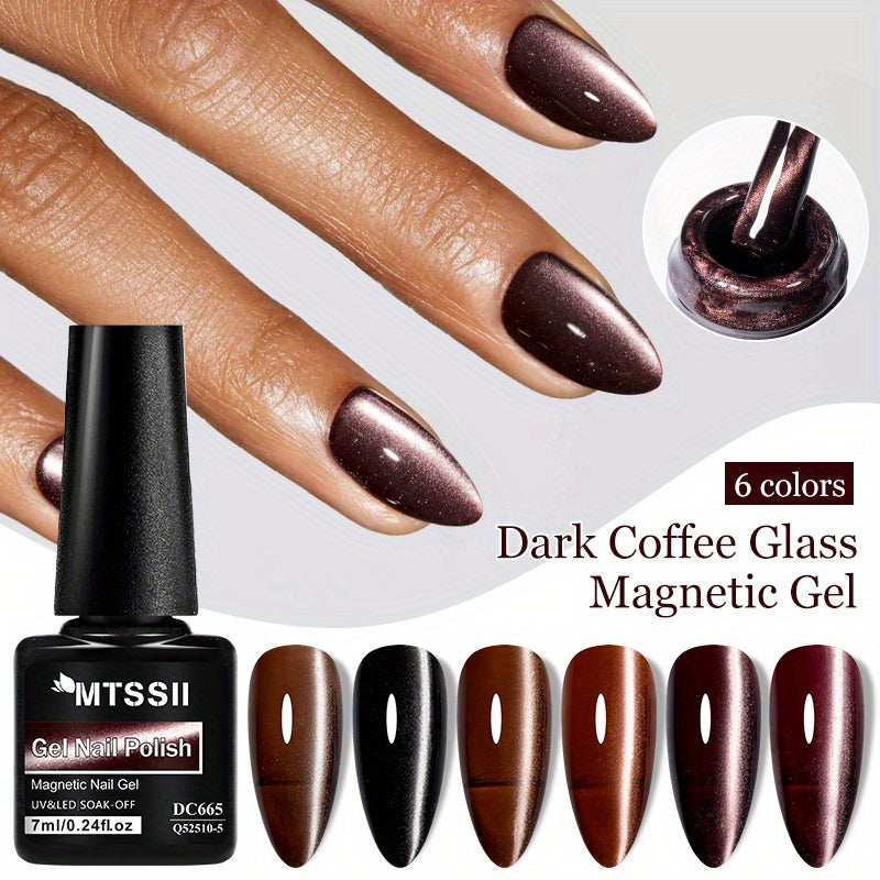 Unisex Dark Coffee Gel Nail Polish 7ml Cat Eye Effect Long-Lasting