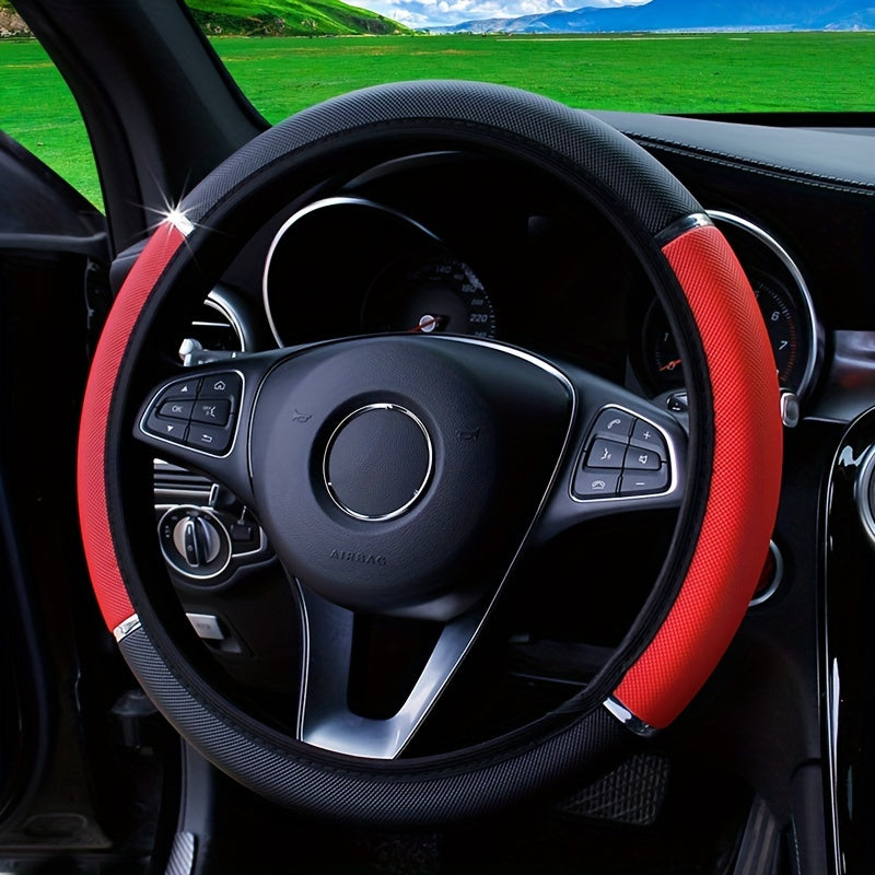 Универсальный кожзаменительный чехол на руль с металлической полосой и блестками