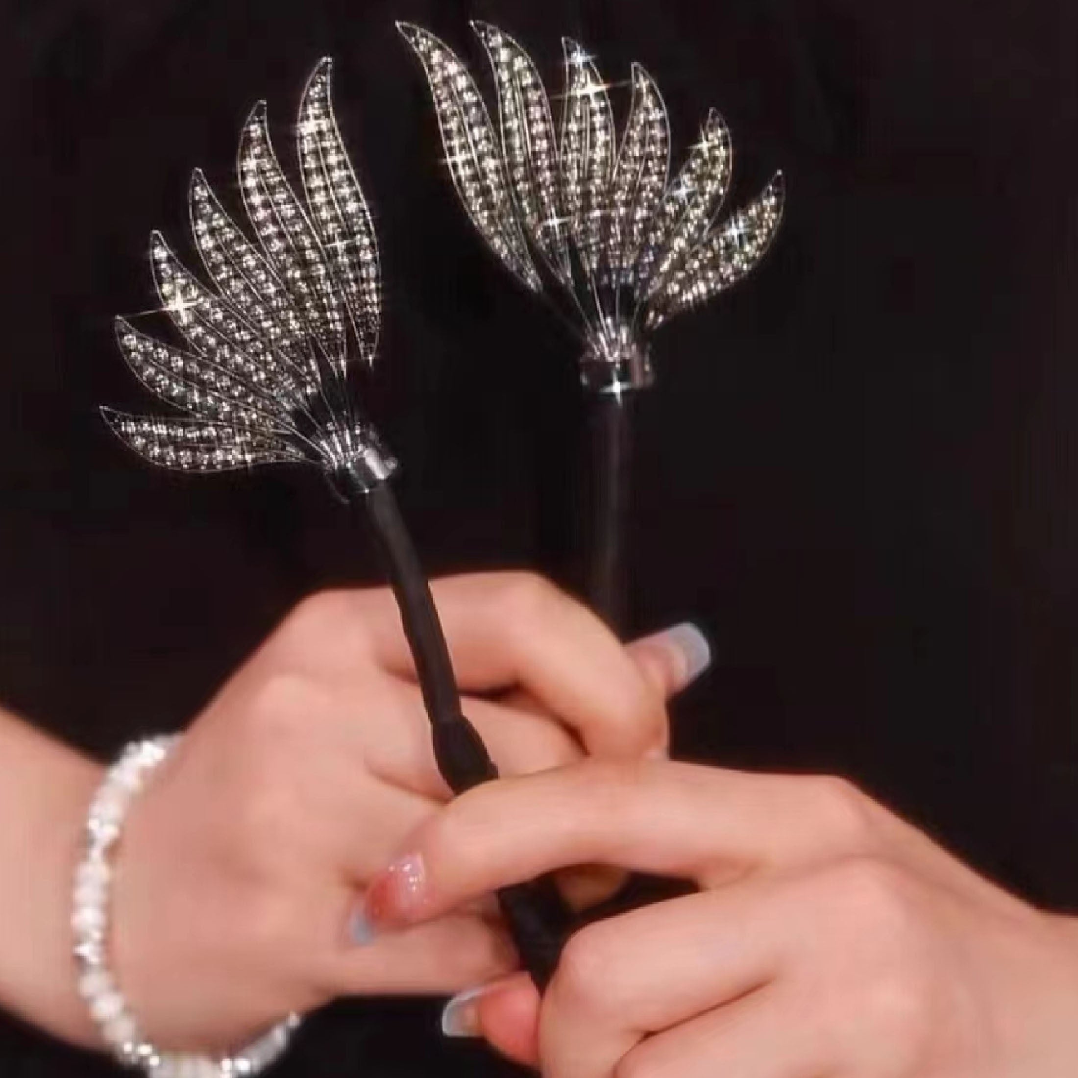 Black Alloy Hair Bun Maker with Rhinestone Embellishments for Women