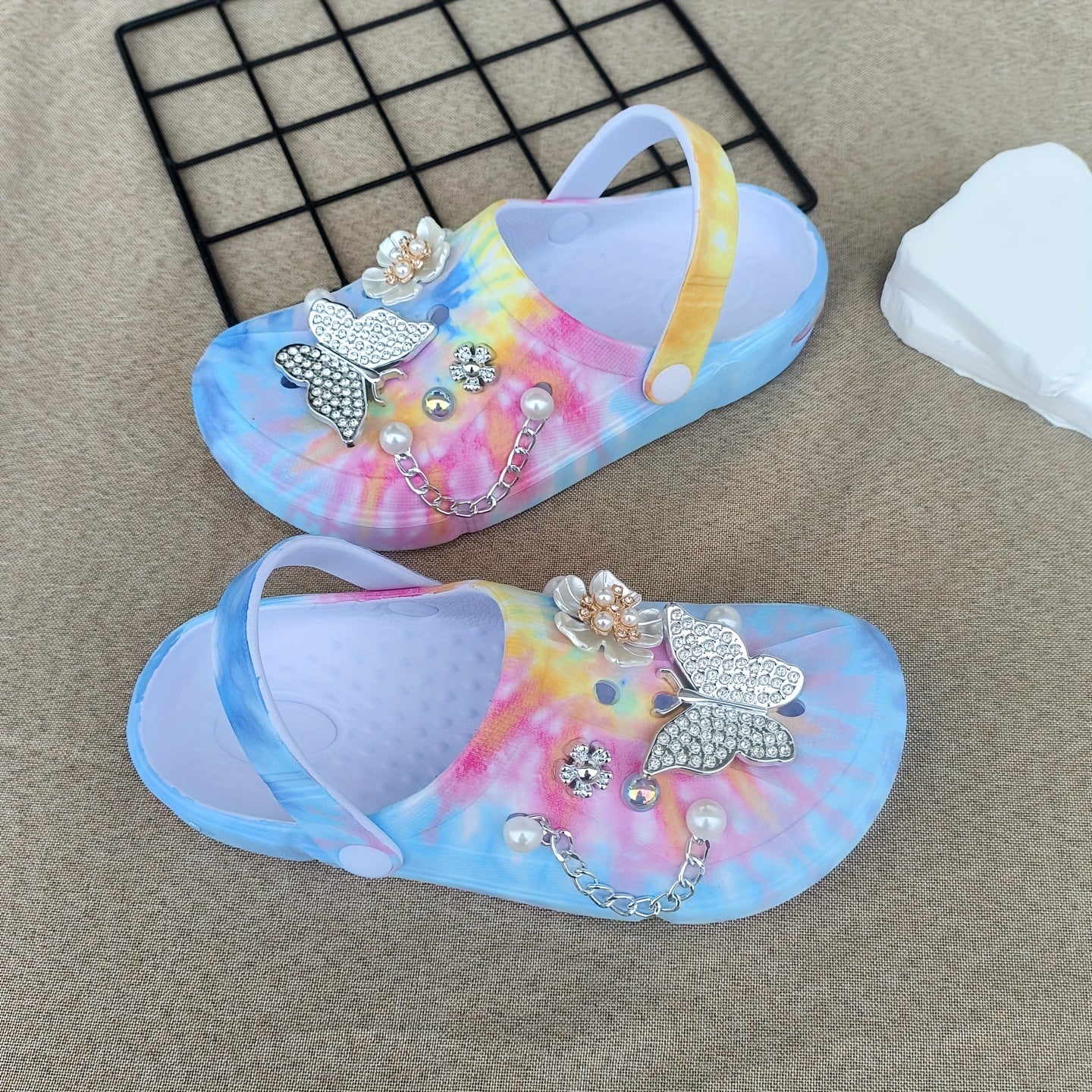 Women's Lightweight Slip-On Mules with Floral Embellishments Non-Slip EVA Platform Summer Shoes
