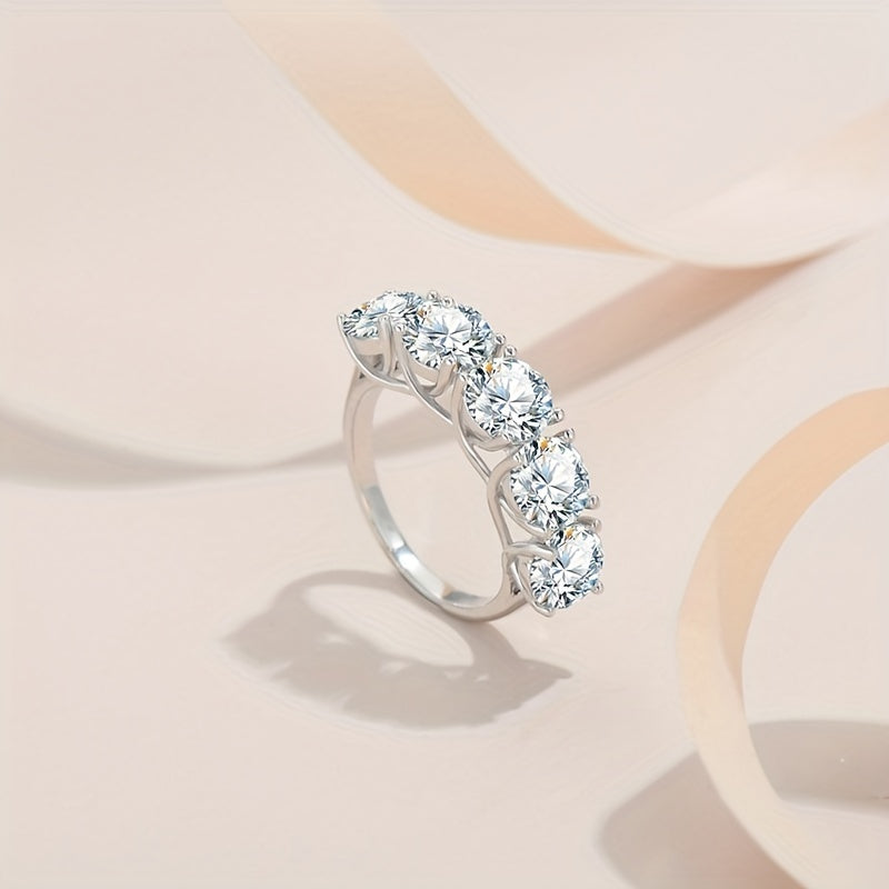 Moissanite Wedding Ring Silver 925 Unique Design Elegant Style Gift Box