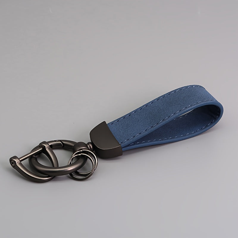 Men's Suede Car Key Chain with PU Leather Anti-Loss Key Holder Gift
