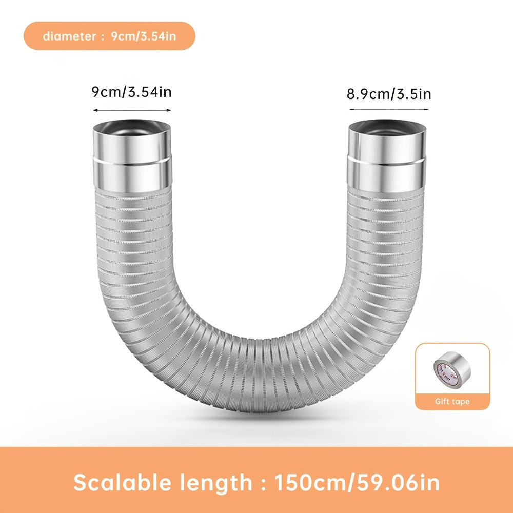 Aluminum Fireplace Chimney Pipe 149.86cm Flexible Ventilation Duct for Stove and Tent
