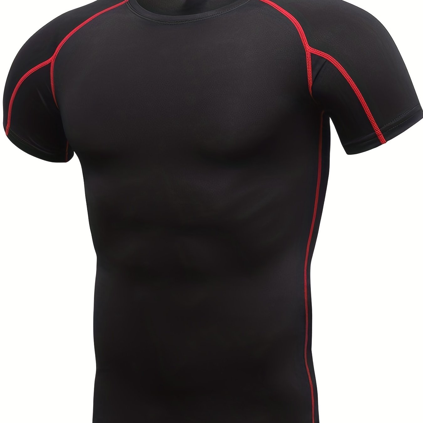 Camiseta de manga corta de secado rápido para hombre para correr, baloncesto, fitness, color sólido, poliéster y spandex