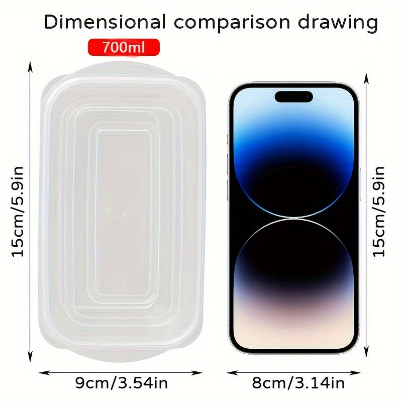 Pack de 5 recipientes de almacenamiento de alimentos de 700ml, plástico transparente sin BPA con tapas, apilables y aptos para congelador