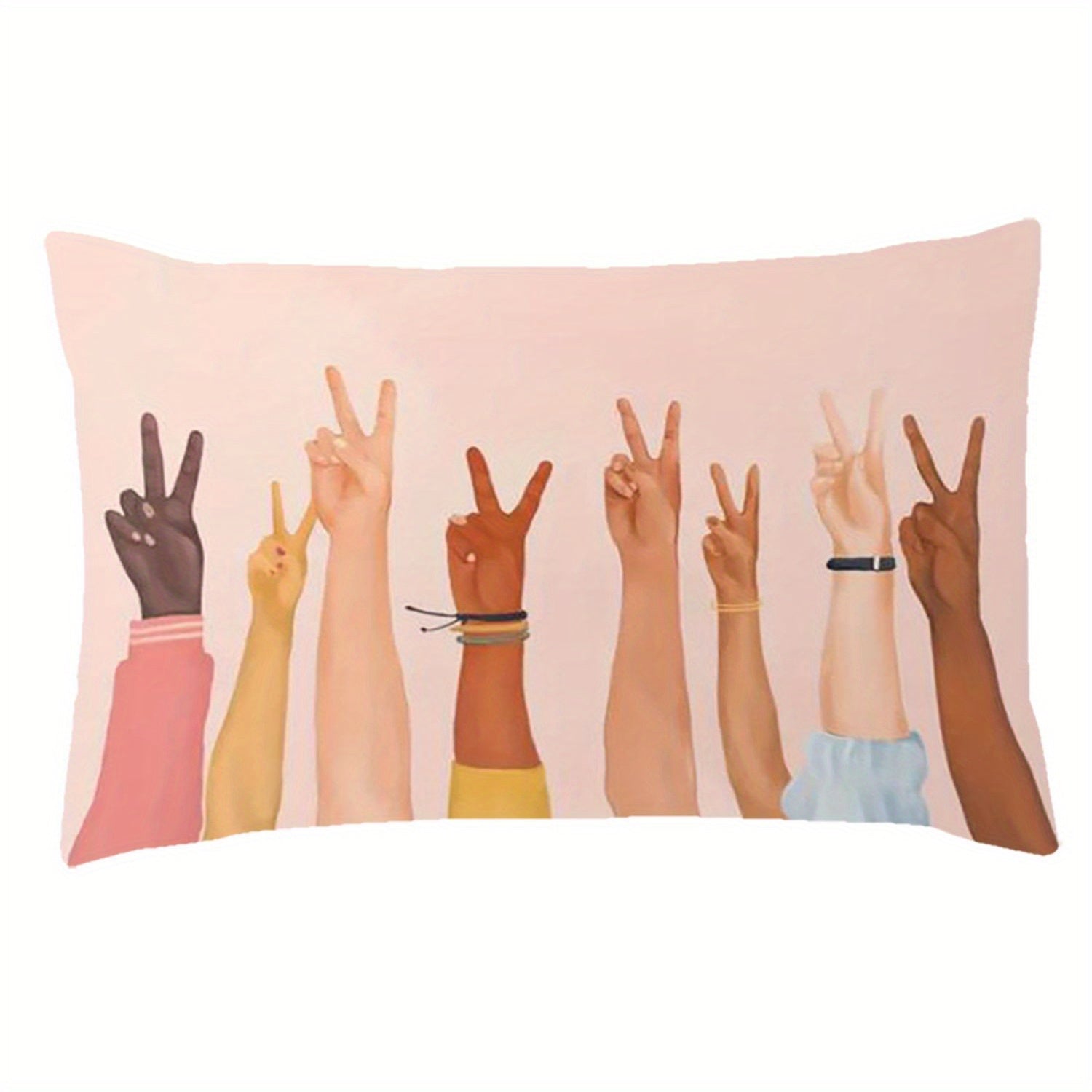 Single-Side Print Hand Gesture Cushion Cover Polyester Blend 30x50 cm for Sofa and Home Decor