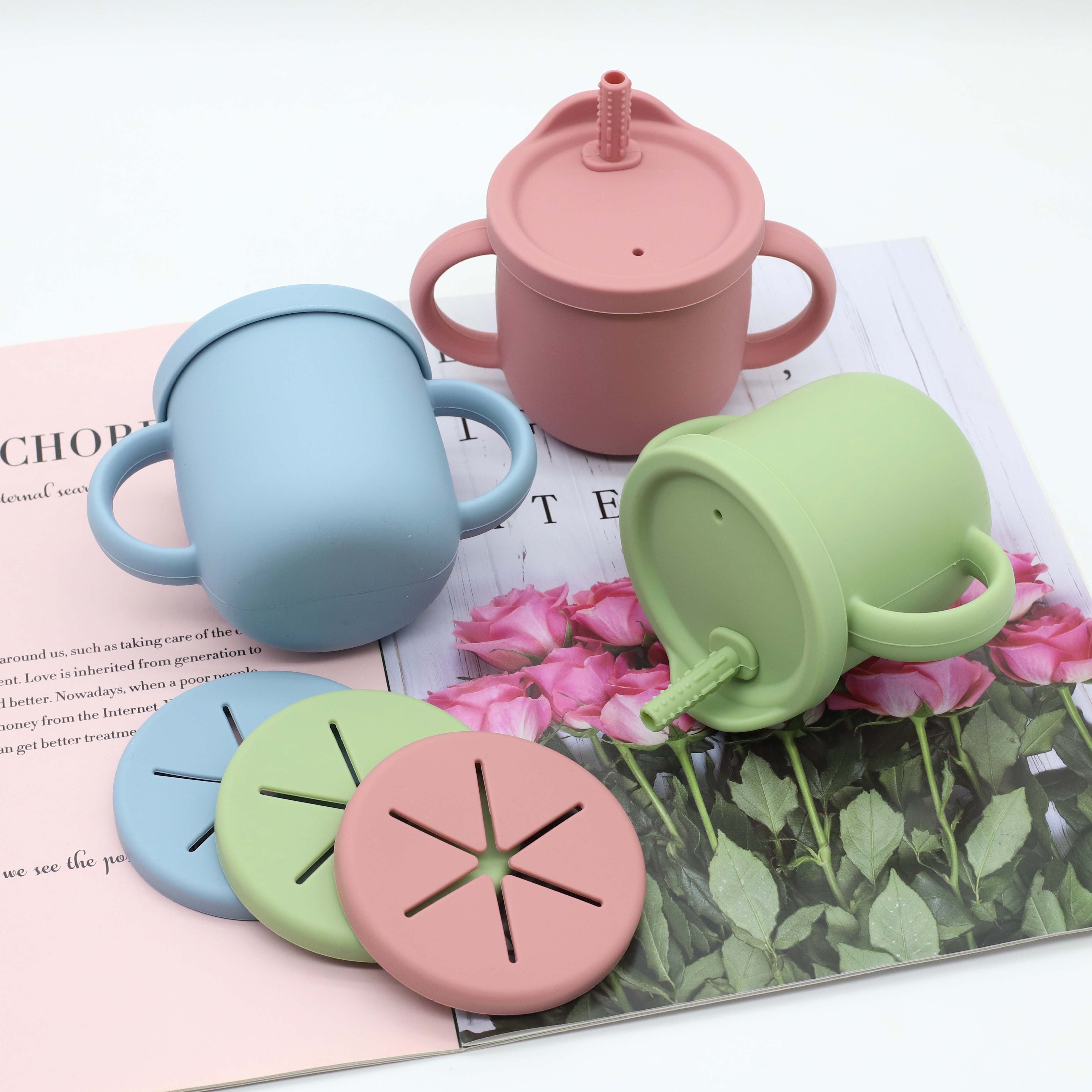 Kichkina o‘rganish kubogi 2-in-1 ichimlik va yegulik uchun quvurcha bolalar uchun