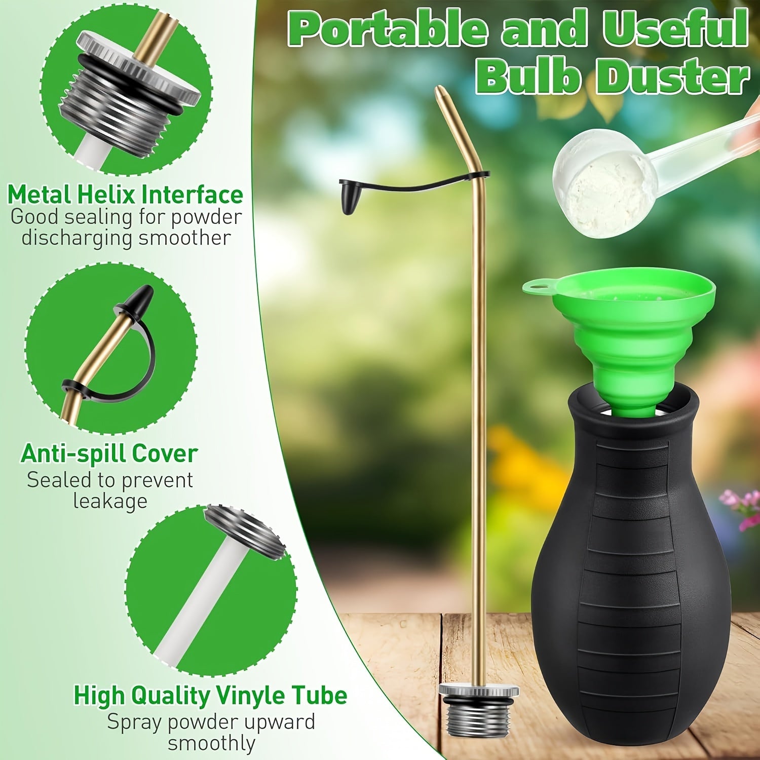 Refillable Acrylic Insecticide Powder Duster with Copper Tube for Indoor Outdoor Pest Control