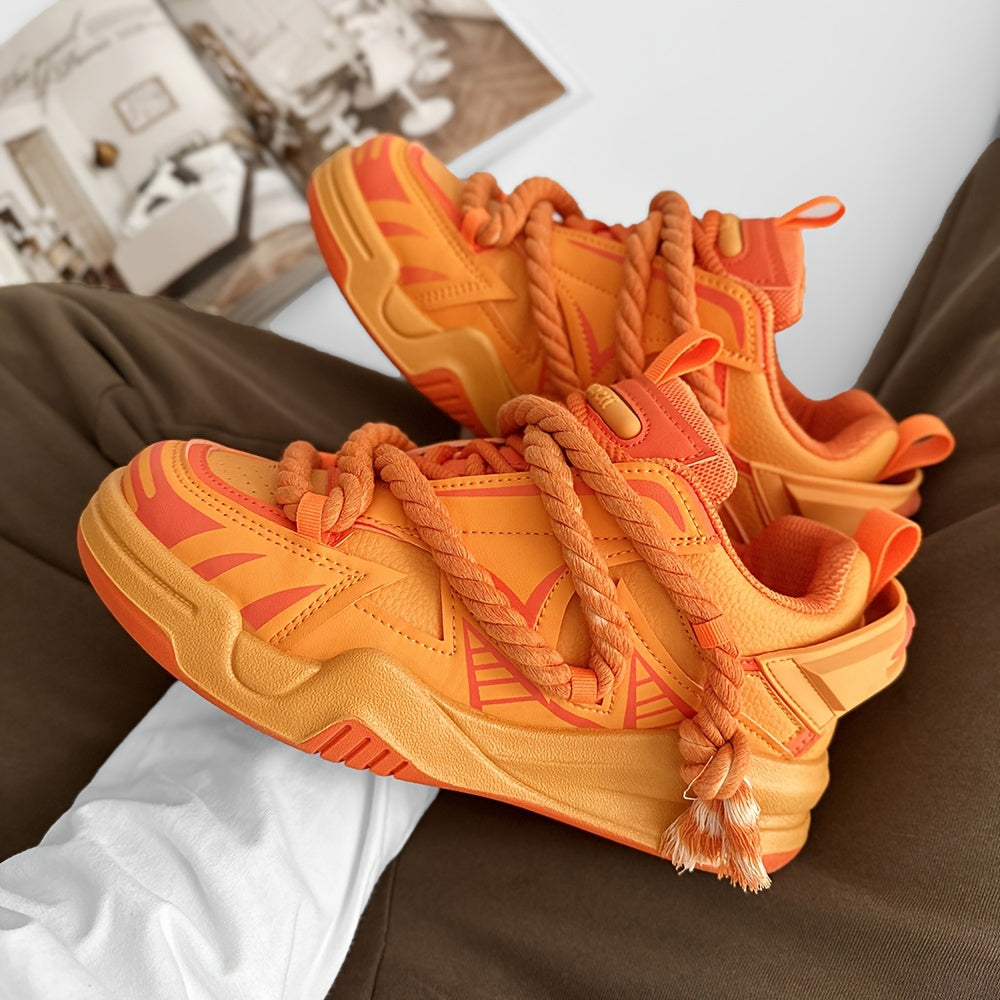 Men's Casual Low Top Sneakers Rubber Sole PU Fabric Solid Color All-Season