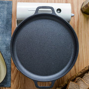 Cast Iron Double-Handled Non-Stick Frying Pan for Pancakes and Crepes