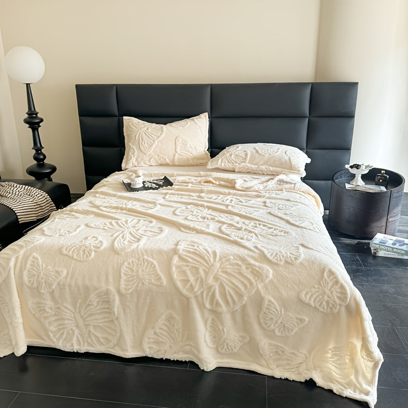 Manta de felpa de doble cara de color sólido con jacquard de franela para siestas