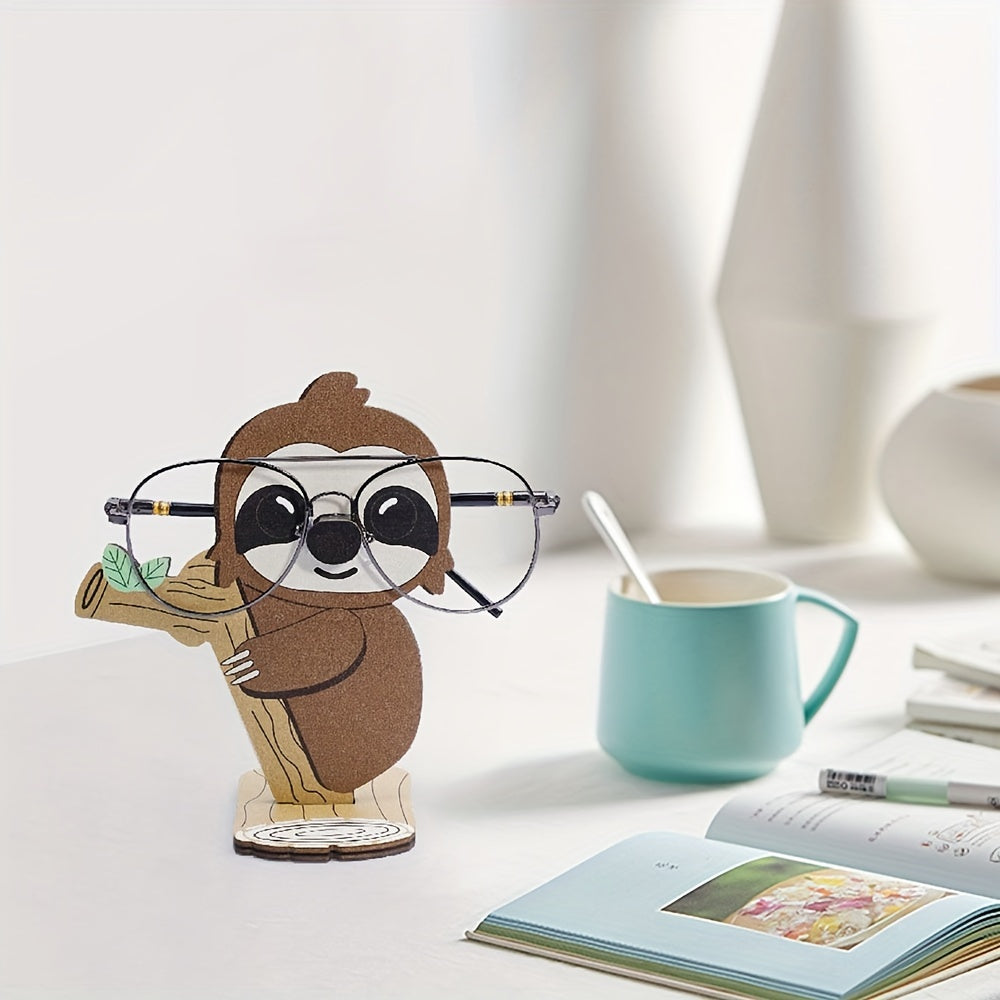 Wooden Sloth Eyeglass Stand Cartoon Animal Glasses Holder Home Office Decor