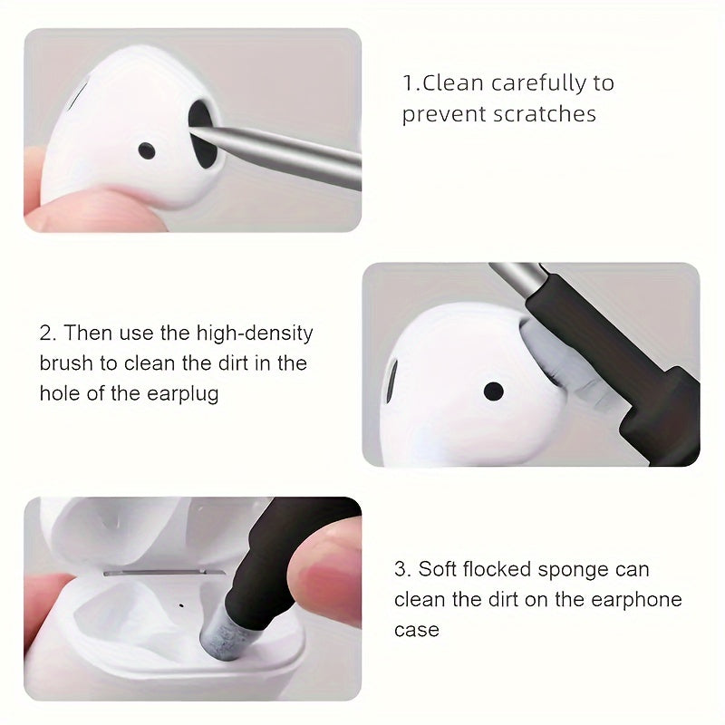 3-in-1 Multi-Function Cleaning Tool Set for Earplugs Headphones and Devices
