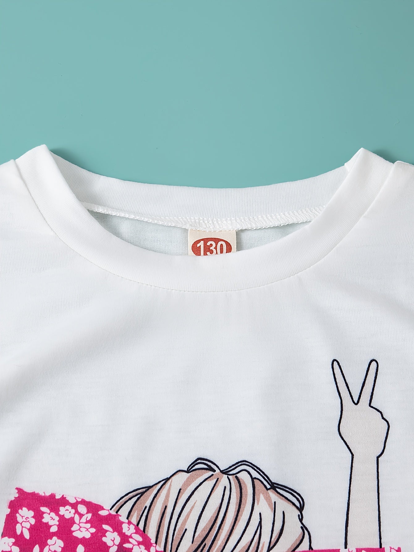 Girls Summer Outfit Set with Floral Shorts and Crew Neck Short Sleeve Top