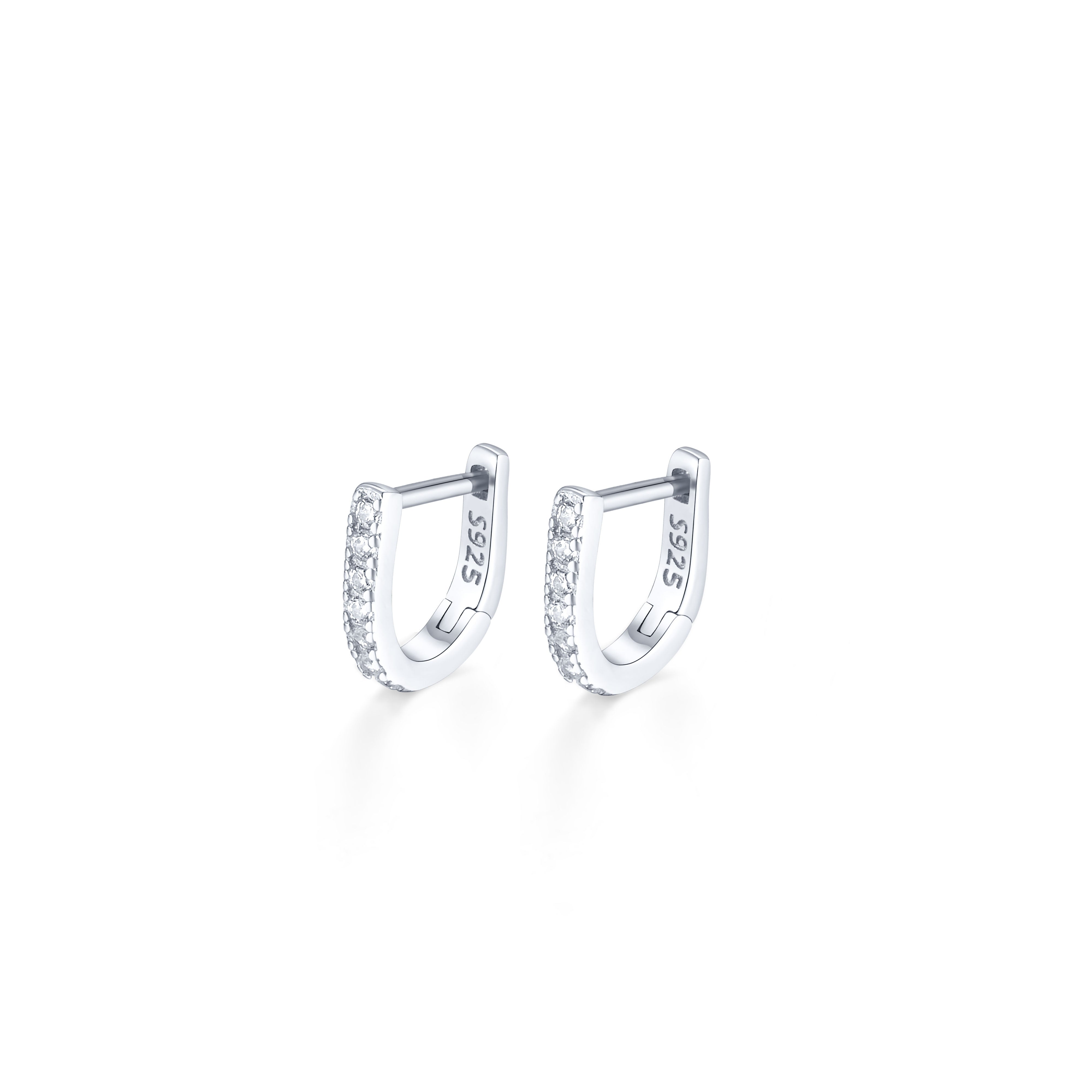 Sterling Silver Hoop Earrings with Zirconia Stones for Women