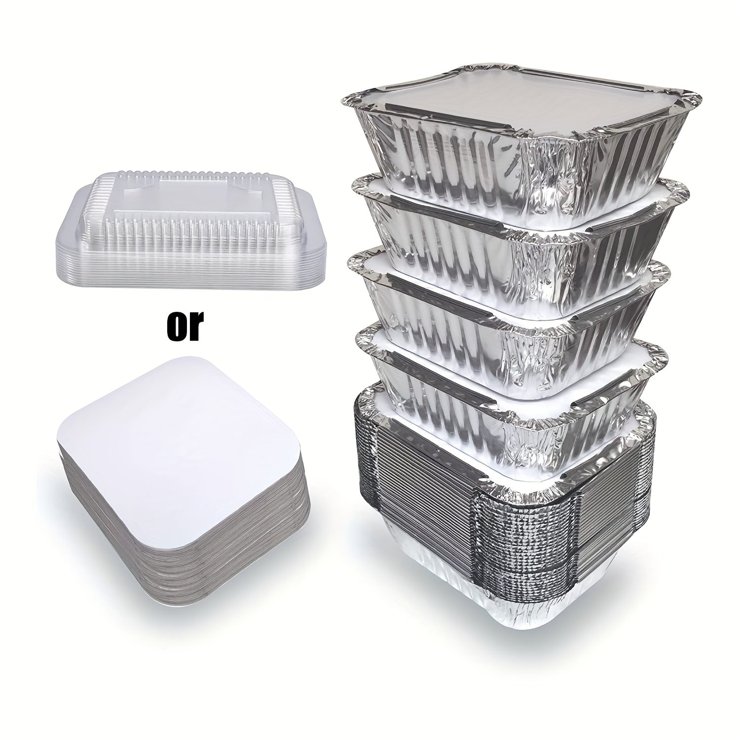 20 Small Aluminum Foil Pans with Clear Lids for Takeout Food Storage