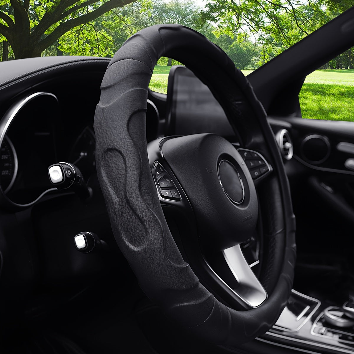 Universal Faux Lambskin Steering Wheel Cover 36-38cm Enhanced Grip Comfort
