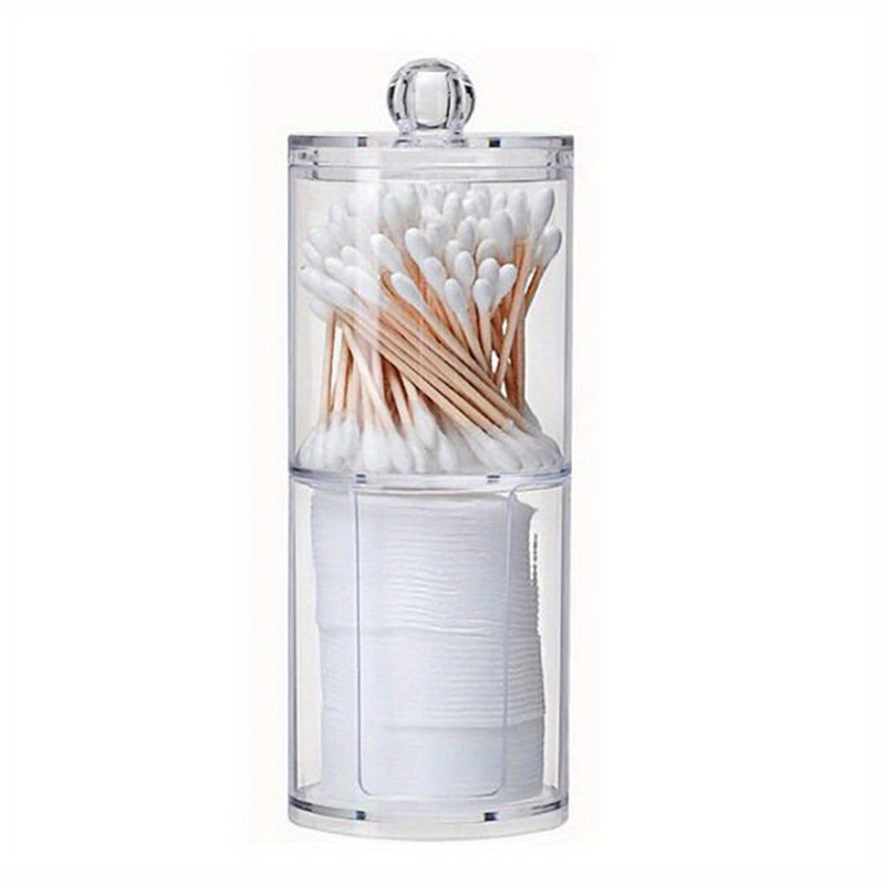 Acrylic Makeup Organizer with Window for Pads Swabs and Floss Picks