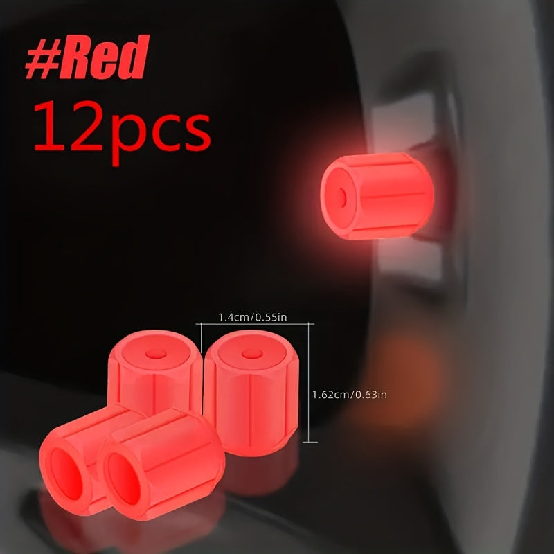 Universal Car and Bicycle Fluorescent Valve Stem Caps 4/8/12pcs
