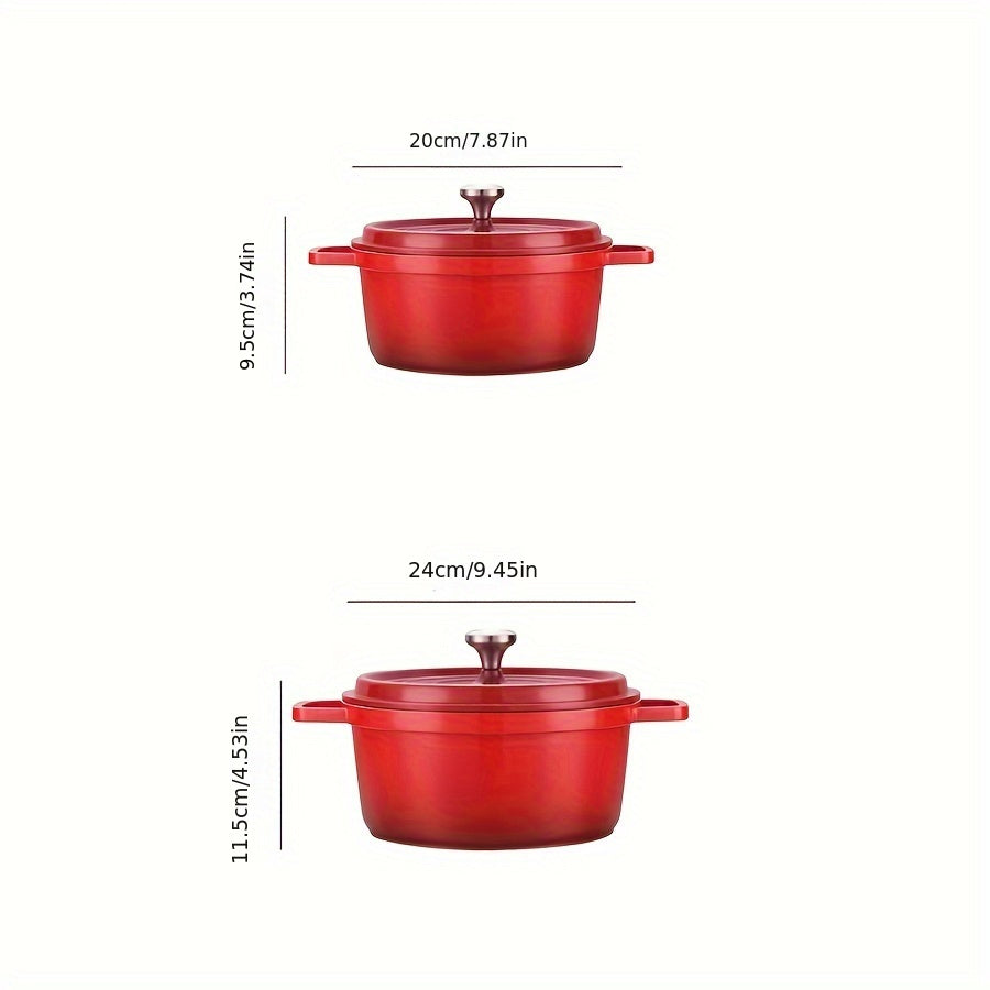 Enamel Pot with Lid, Multi-Purpose Soup and Stewing Cookware, Suitable for All Stovetops